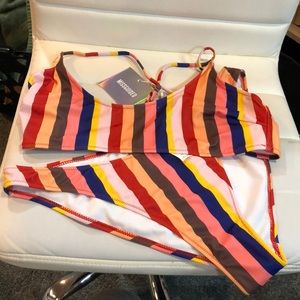 Cheeky MISSGUIDED Stripes Bikini Set